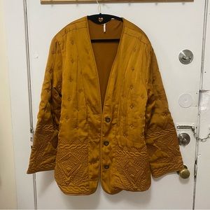 Free People Quilted Embroidered Jacket
